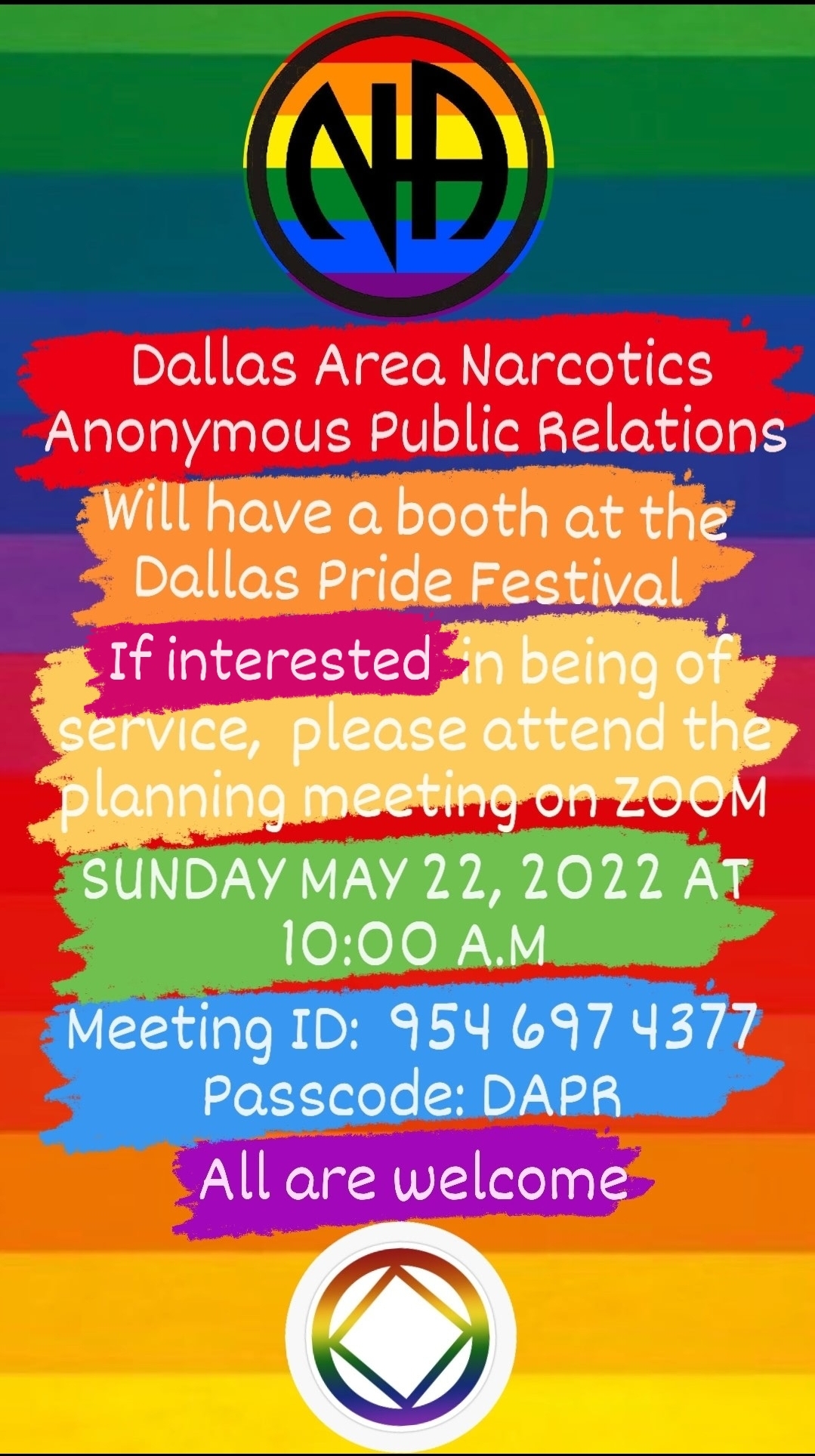 Dallas Area Narcotics Anonymous Public Relations Will have a booth at